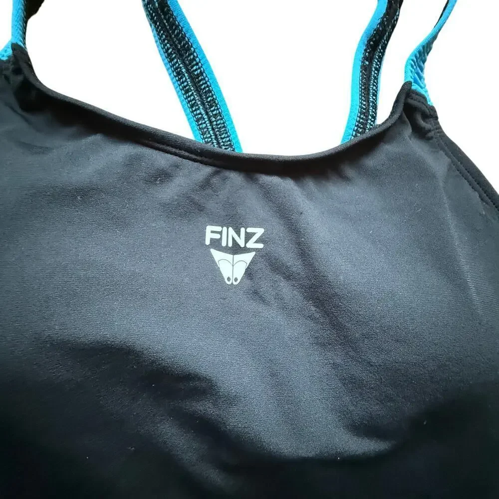 Finz Girls Black Rackerback Surf Swim Tank Size 14 NWT Beach Pool Surfing Vacay